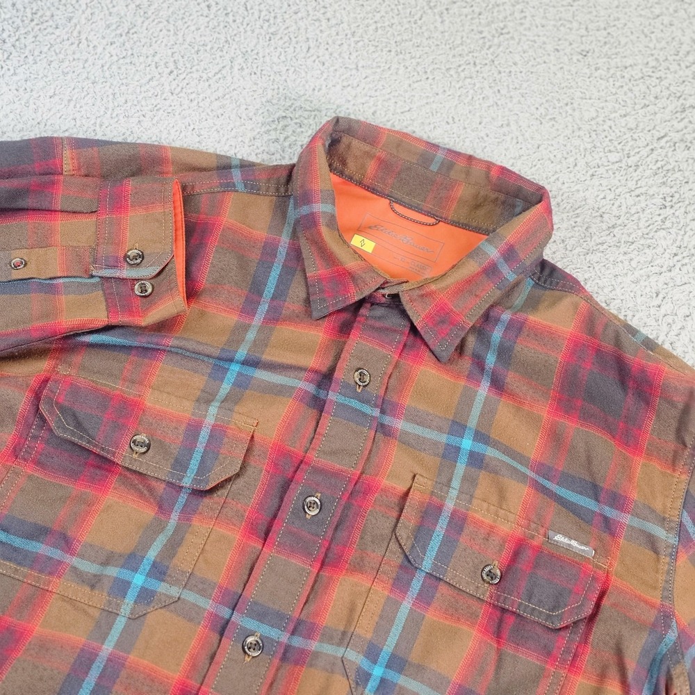 Eddie Bauer Shirt Mens XL Multicolor Plaid Flannel Long Sleeve Button Up Casual